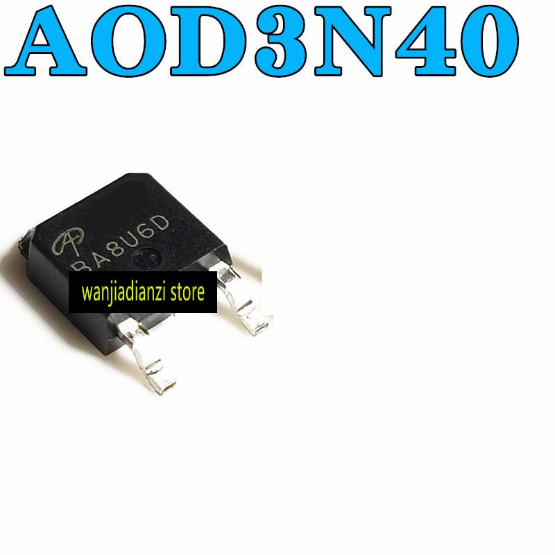5pcs Original AOD3N40 MOS Field Effect Tube 3A 400V TO252 D3N40 N-channel MOS Field Effect Tube, SMD N Channel 400 V 2.6