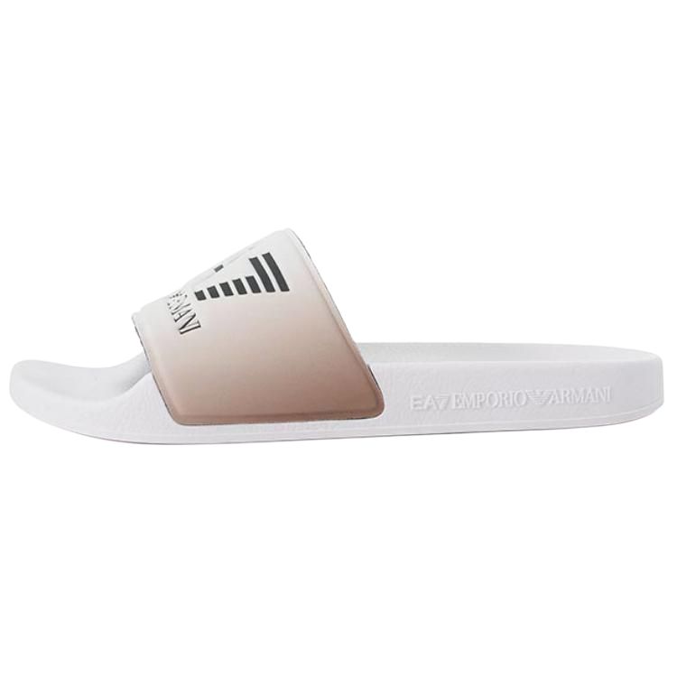 EMPORIO ARMANI EA7 Round Toe Flat Slide Slippers Women White XCP001XCC22T620 35