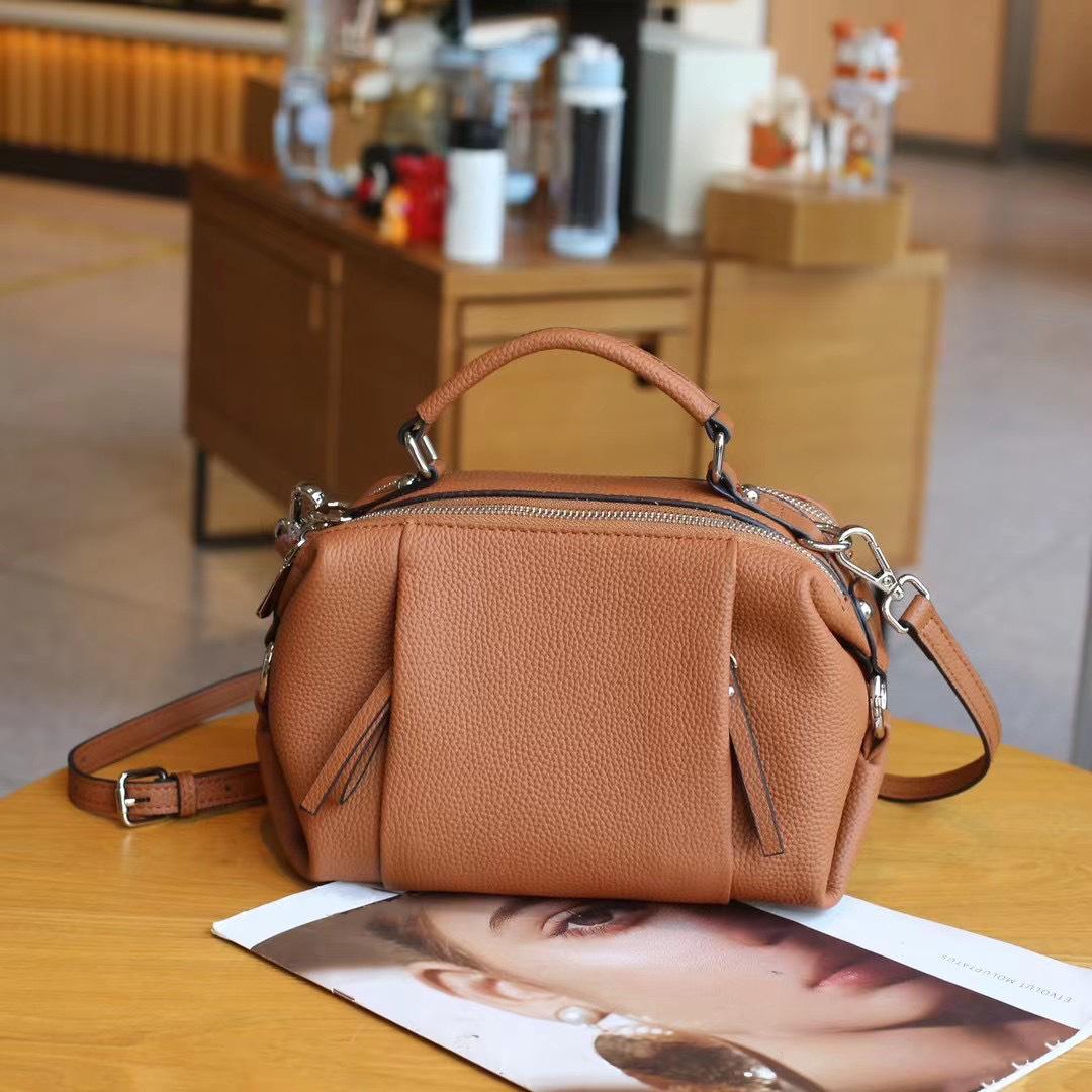 

TOGO Top Layer Cowhide Women s Handbag Ladies Versatile Shoulder Crossbody Bag Genuine Leather Double Shoulder Strap BaFashi G 25 x 12 x 16 cm коричневый