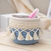 Cotton Rope Tassels Storage Basket Round Pen Holder Makeup Brush Storage Box  Office Ornament