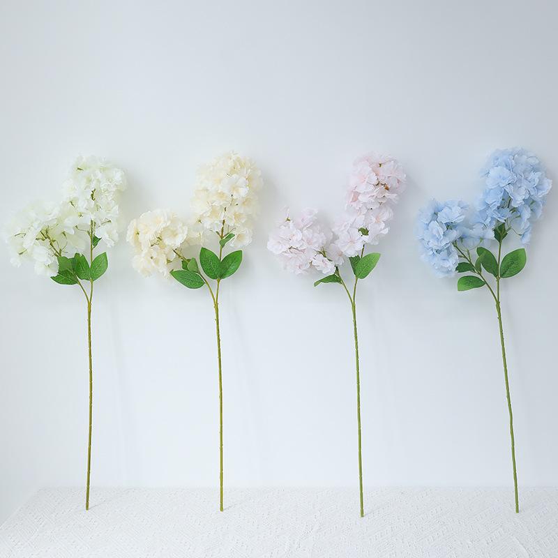 2 Forks Artificial Hydrangeas Flower With Stems DIY For Wedding Party Home Decor Outdoor Bouquet Flowers White Blue Plants Decor