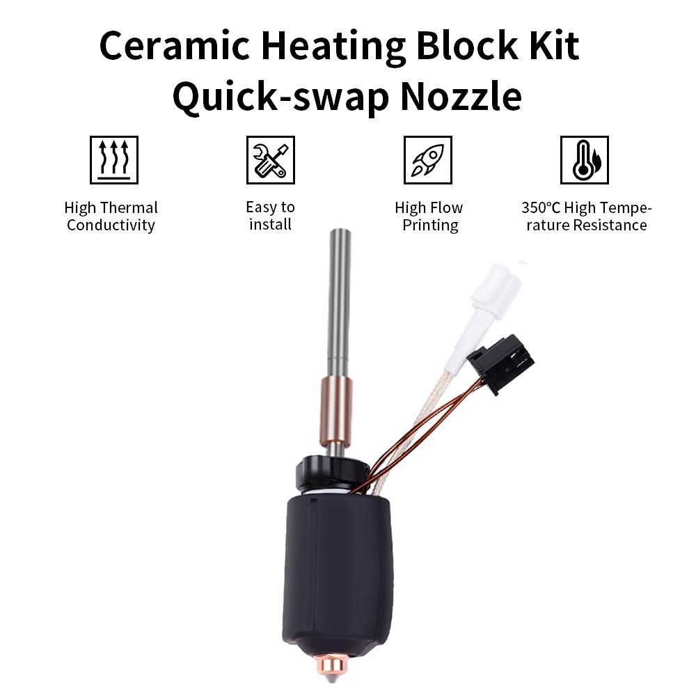 For Creality K2 K2Pro Hotend Kit Ceramic Heating Block Kit 0.4mm All-metal Integrated Quick Swap Nozzle 350°C For Creality K2Pro