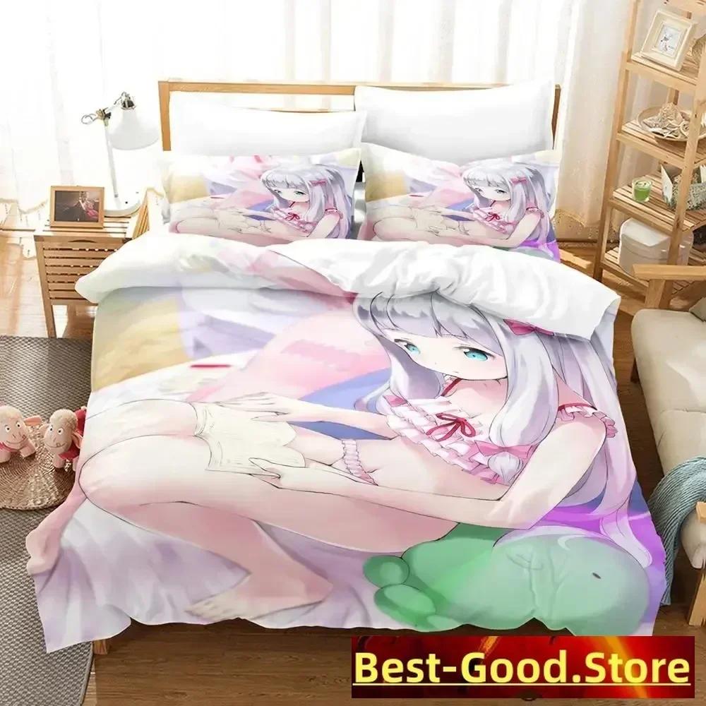 New Sagiri Izumi Bedding Set Cartoon Anime Three-Piece Set Adult Kid Bedroom Duvetcover Sets 3D Kawaii Girls