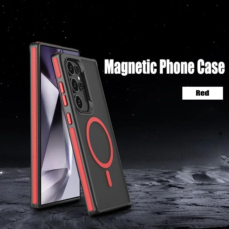 Magnetický kryt na telefon pro Samsung Galaxy S24 Ultra s23 S22 Plus Kryty Matný Průsvitný Pancéřový Nárazuvzdorný Kryt Pro iPhone 16 15 14 13 12 11 Pro Max