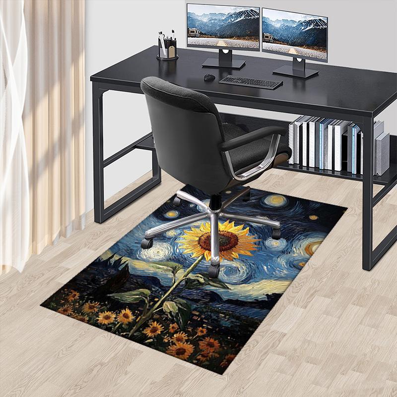 

1pc Sunflower Starry Night Chair Mat, Non-Slip Carpet for Office Chairs, Suitable for Home Decor, Living Room, Bedroom, Game Room, Festive Gift, Unive 60cm by 90cm
