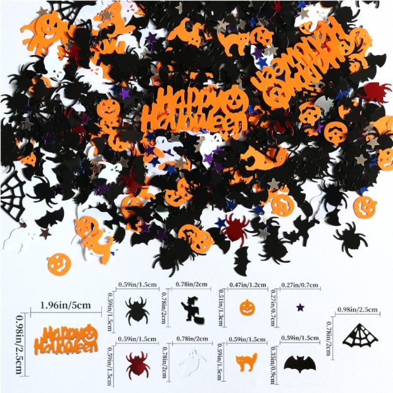 Mixed Witch Ghost Bat Pumpkin Confetti Paillettes,DIY Scrapbook Craft Accessories for Halloween Party Table Home Holiday Ornament Decoration Supplies