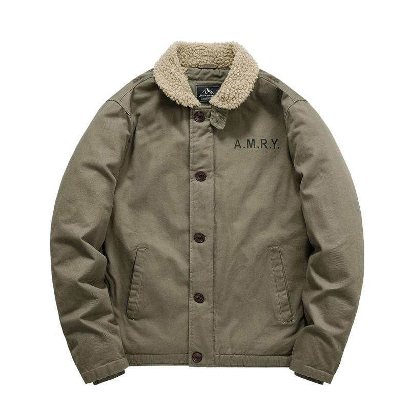 

Winter Cotton-padded Men s Lamb Wool Jacket Cotton-padded Jacket Lapel Tooling Jacket Men s Fleece Thickened Military Uniform Thermal Cotton-padded XXL