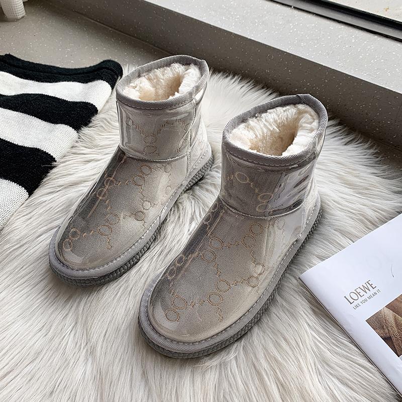 Print Flats Ankle Boots Winter Short Plush Warm Women Shoes 2025 New Luxury Goth Gladiator Boots Trend Cozy Snow Botas Mujer