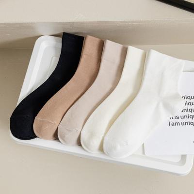 Einfarbige Socken für die Zeit nach der Geburt für Damen, Mittelhohe Socken für Frühling und Sommer, Schlichte Damensocken