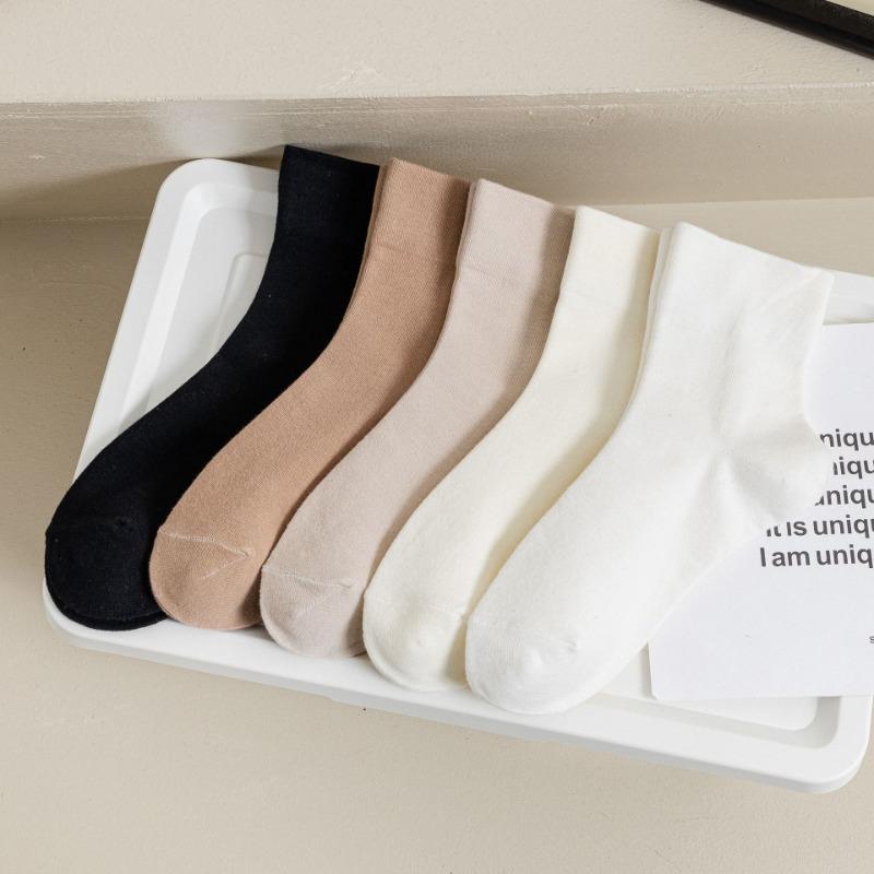 Solid Color Postpartum Socks for Women, Mid-calf Socks for Spring and Summer, Simple Women's Socks