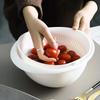 Kitchen Double Basin Drainer Strainer with Bowl Fresh Fruit Vegetable Cleaning Basket Essential Tool