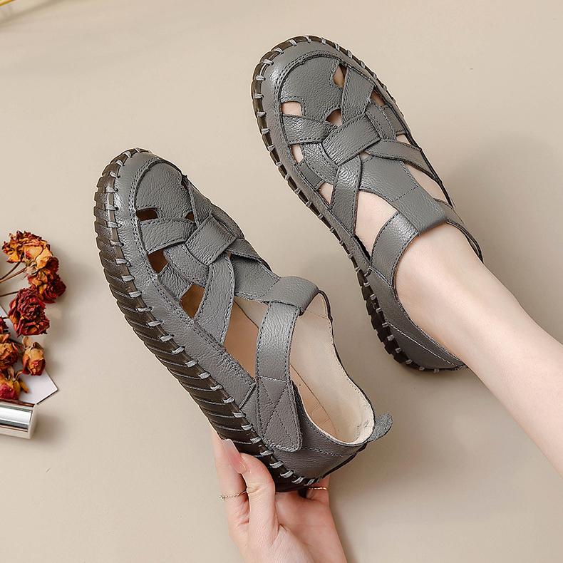 Summer Leather Gladiator Sandals for Women Orthopedic Shoes Ladies Strapy Flats Shoes Big Size Ladies Soft Walk Sandals 42EUCN43 серый 2990₽