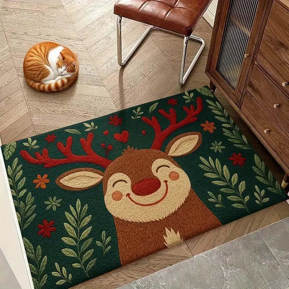 

Water-absorbing Christmas Door Mat Santa Claus Design Christmas Decor Anti-slip Pad Gingerbread Man Pattern Door Carpet