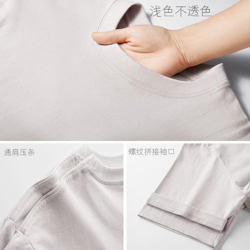 New Loose Pure Cotton Short-sleeved T-shirt Regular Shoulder Round Neck Tops Solid Color Versatile Short-sleeved Bottoming Shirt
