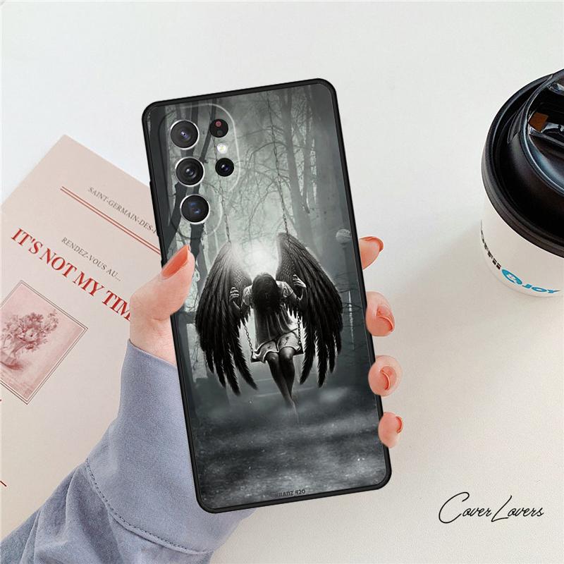 Fantasy Angel Girl Wings phone case For Samsung Galaxy S24 S25 S23 S22 Ultra Note 10 20 Plus S20 S21 FE Cover