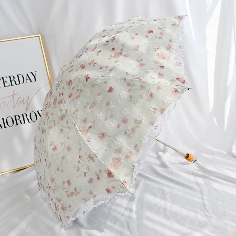 Umbrella Lace Sun Umbrella Female Embroider Sun Protection UV Protection Sun Umbrella Retro Style Princess Umbrella Sunny and Rain Dual-Use