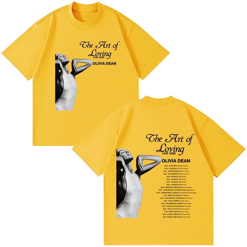 Olivia Dean Art Of Loving Tour 2026 Graphic Tees Unisex Unisex Vintage Tshirt Shortsleeved Loose Casual Cotton Tshirts Streetwear