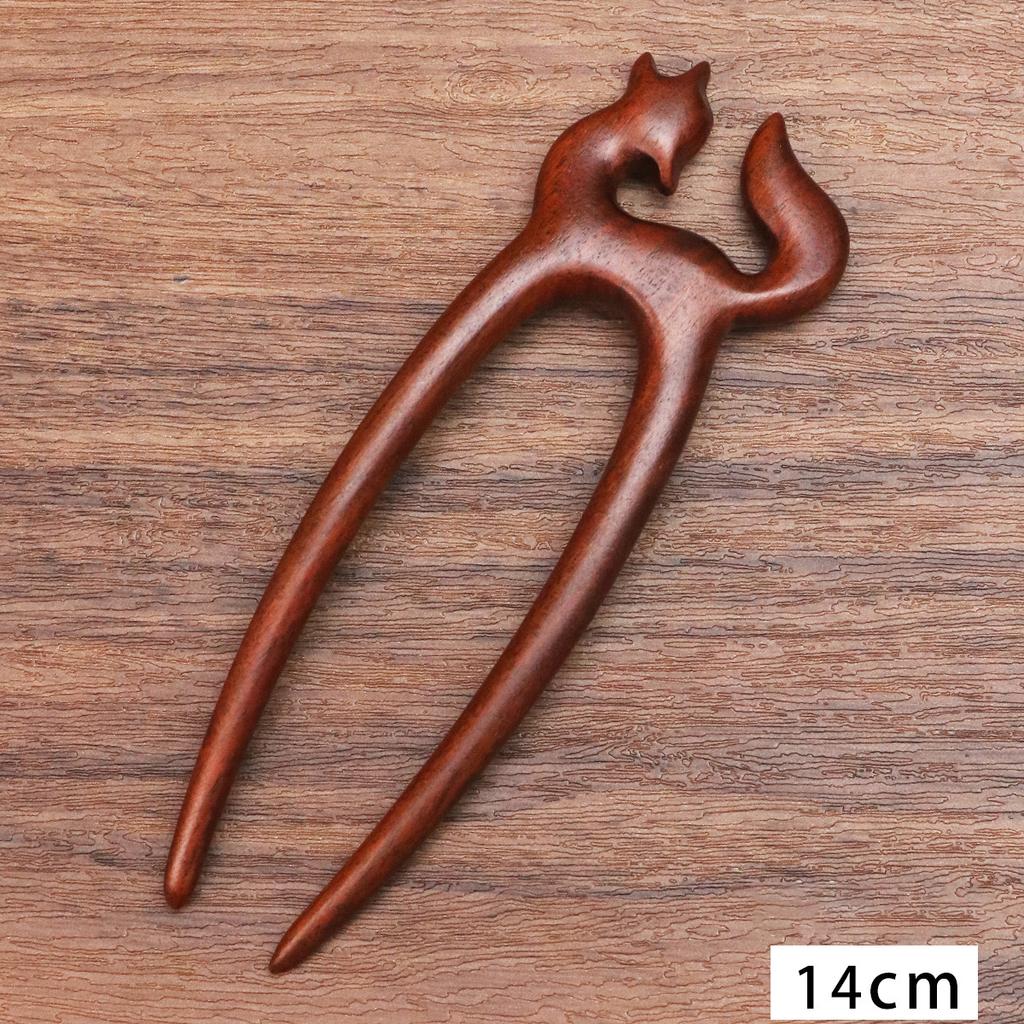 Wood Wooden Hair Stick U-Shaped Hair Fork Cat Butterfly Chinese Style Fashion Hairpin Buns Rabbit Headwear Girl Hair Accessories