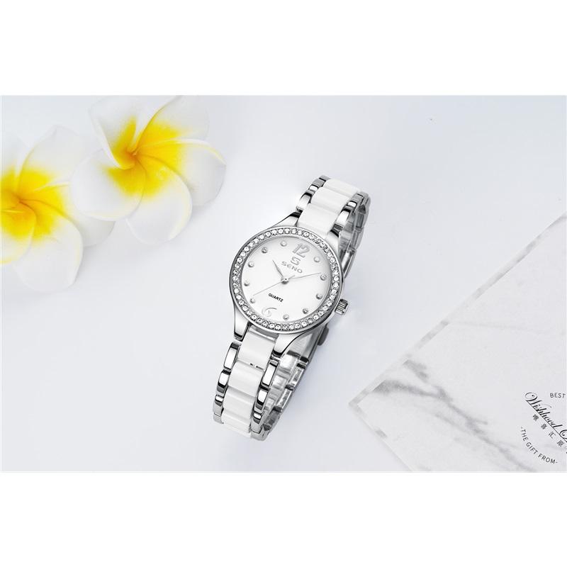 Новые модные горячо продаваемые водонепроницаемые женские кварцевые часы с керамической плиткой