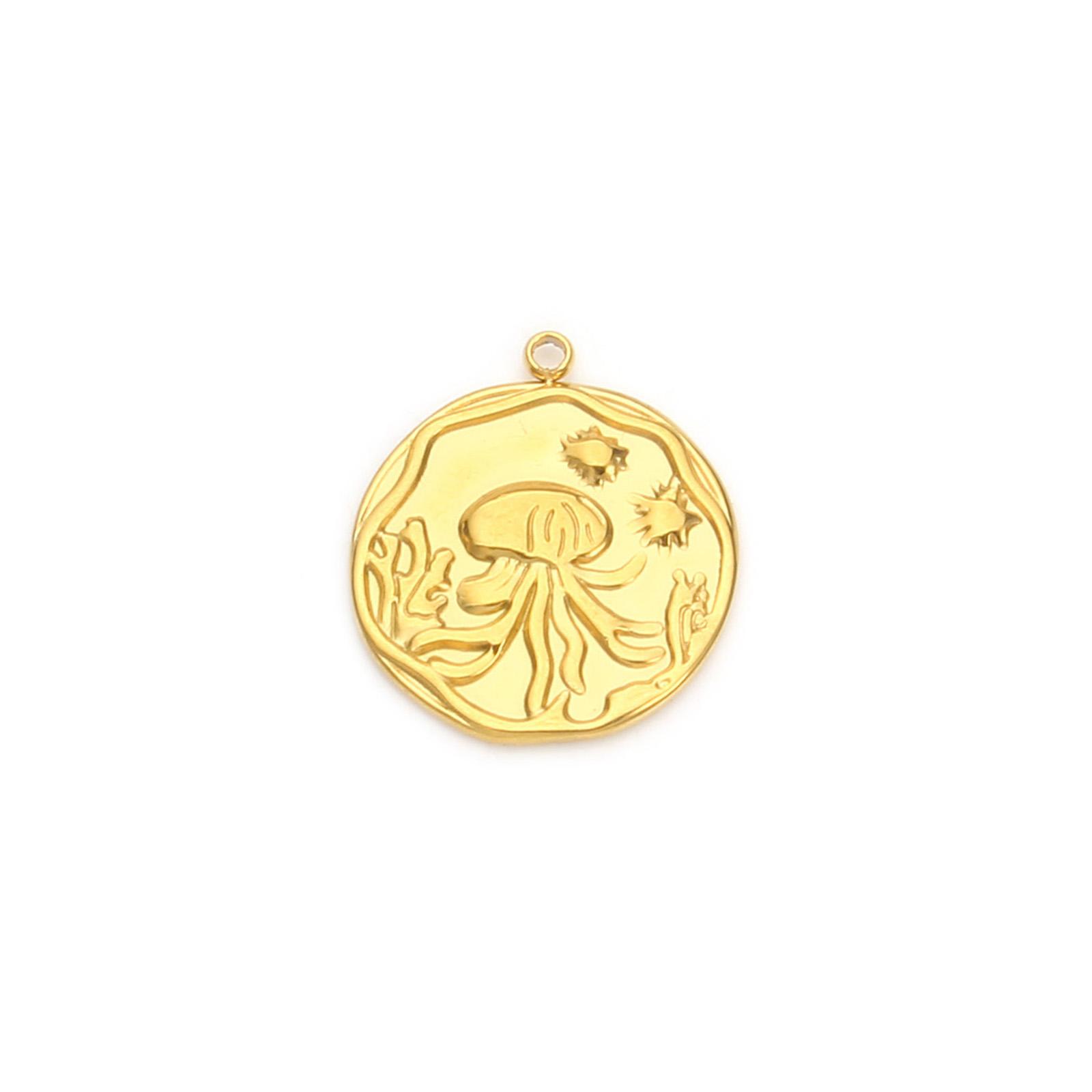 

2 PCs 304 Stainless Steel Pendants 18K Real Gold Plated Sea Ocean Fish Jellyfish Star Charms For DIY Necklace Jewelry Making