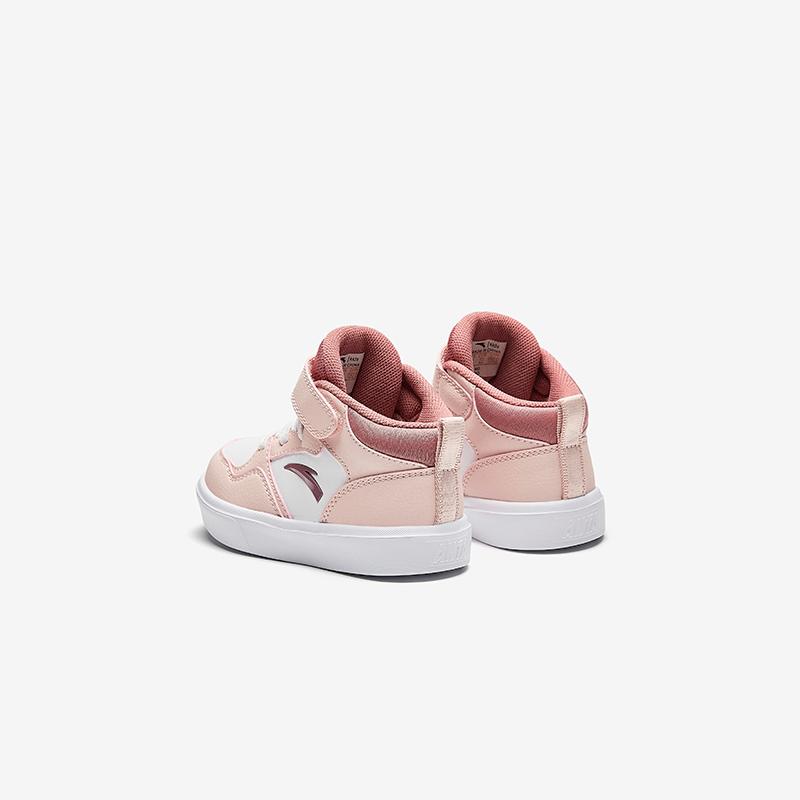 Anta Kids Synthetic Leather Fashion Versatile Warm Waterproof High-Top Walking Shoes Baby Shoes White Pink A22440081-1