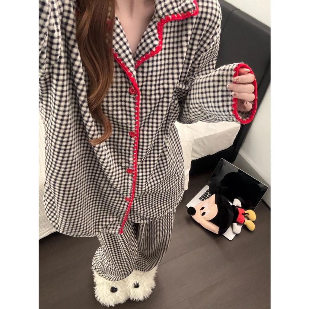 Women's Flannel Cardigan Pajama Set: Winter 2026 Warm & Thick Plus Size, Lapel Design