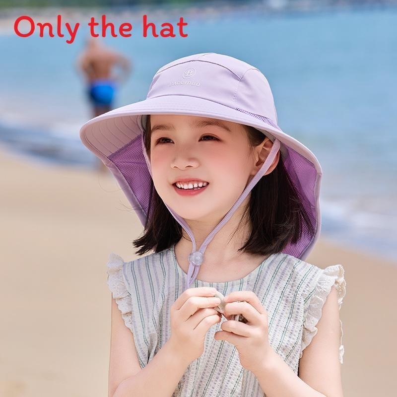 

Childrens Summer Bucket Hat With Large Brim Sun Protection For Outdoor Play And Neck Coverage фіолетовий