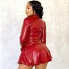 Women's Spring/Summer Standing Collar Zip Top Short Skirt Set