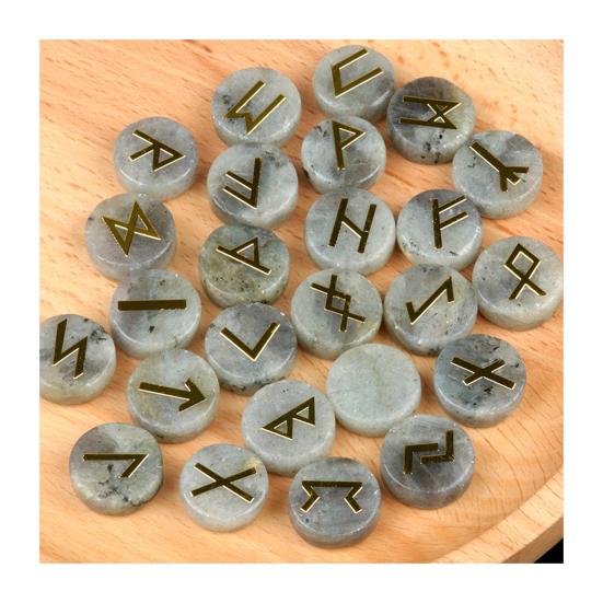25Pcs Faux Crystal Agate Rune Stone Set Alphabet Rune Round Set Nordic Germanic Language Stone for Witchcraft Fortune-Telling