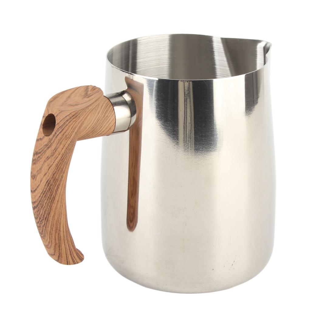 Milk Frothing Cup Inner Scale 304 Stainless Steel Dripless Spout Coffee Steaming Pitcher with Handle Original Color