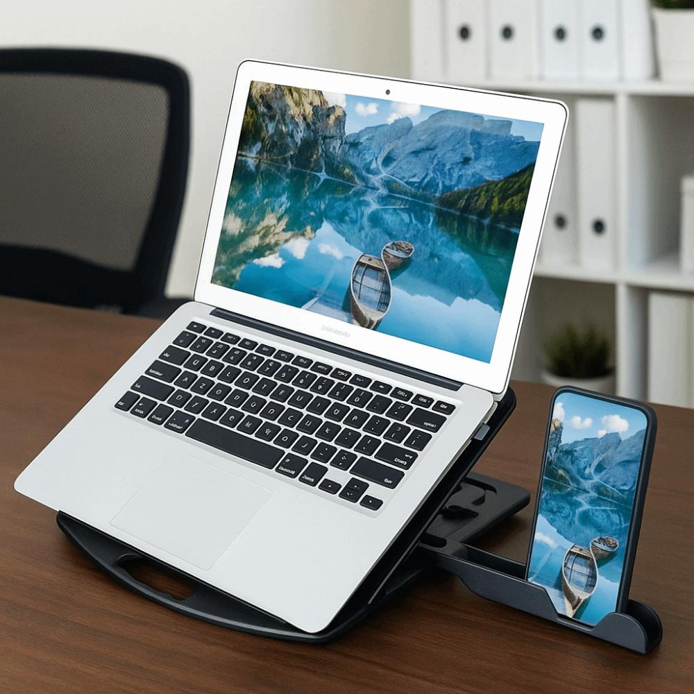 With Phone Holder Desktop Holder Foldable Ergonomic Laptop Riser Laptop Stand  Watching TV