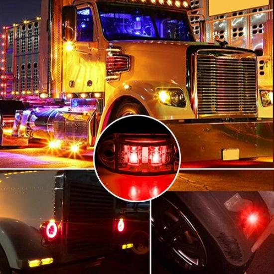 2.5" Red Car Bright LED Truck Trailer Oval RV Side Marker Lights Clearance Lamps