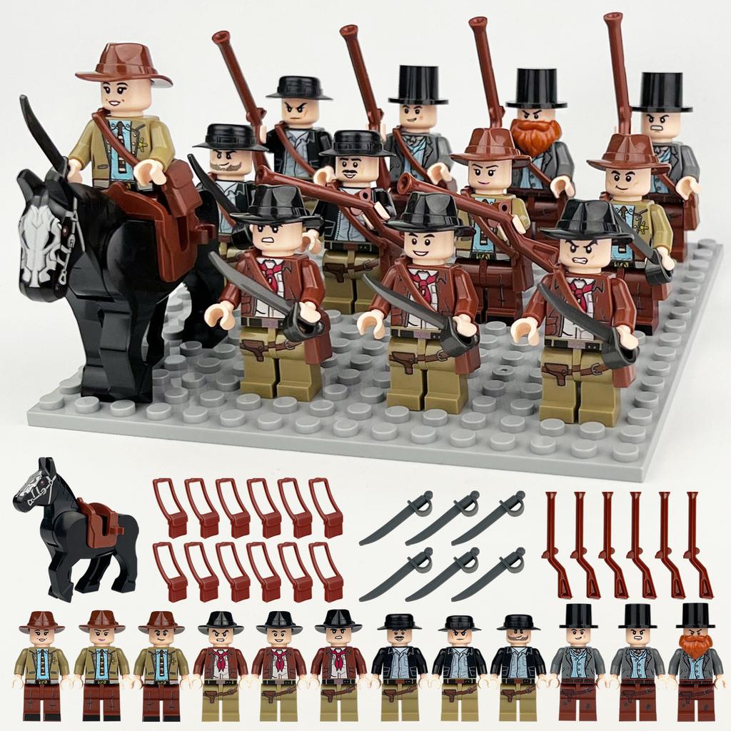 Western Denim M8138 Figur Schwarzes Pferd Kinder Kleine Partikel Zusammengebaut Baustein Spielzeug Zubehör