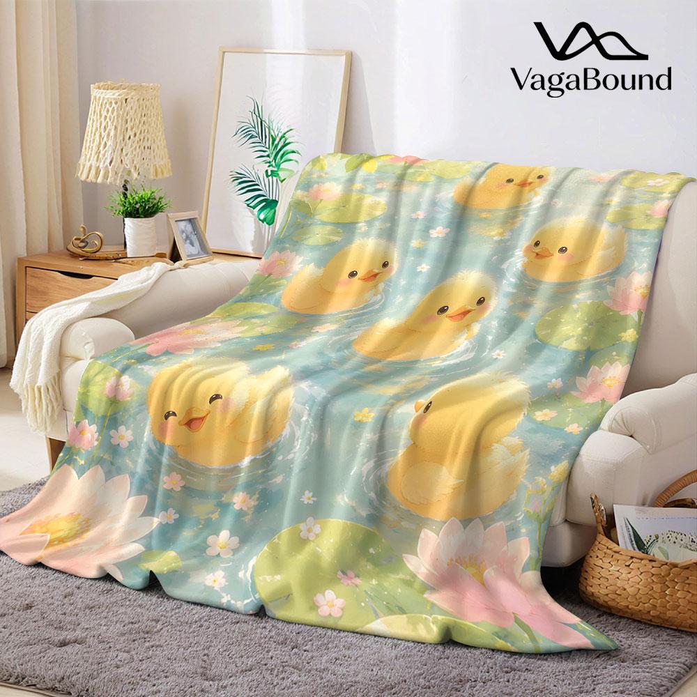 Lotus Duckling Pond Flannel Blanket Warm Soft Halloween Christmas Decorative Couch Warm Cozy All-Season Gift