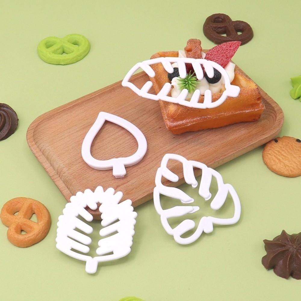 4PCS Raised Edges Fondant Cutters Non-Stick Cutting Mold Compact Leaf Cutters  Cookie Making