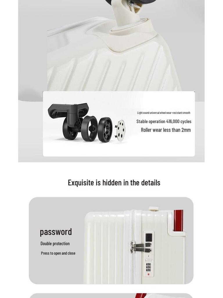 20" Wide Drawbar Carry-on Suitcase with Universal Wheels, Drop-resistant, Travel Combo Lock, High-Value for Students