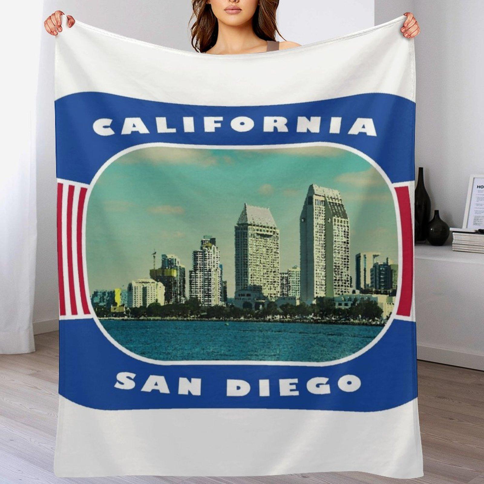 California San Diego USA Throw Blanket Plush Fuzzy Cozy Blanket for Couch Sofa 102x76cm(40x30in)