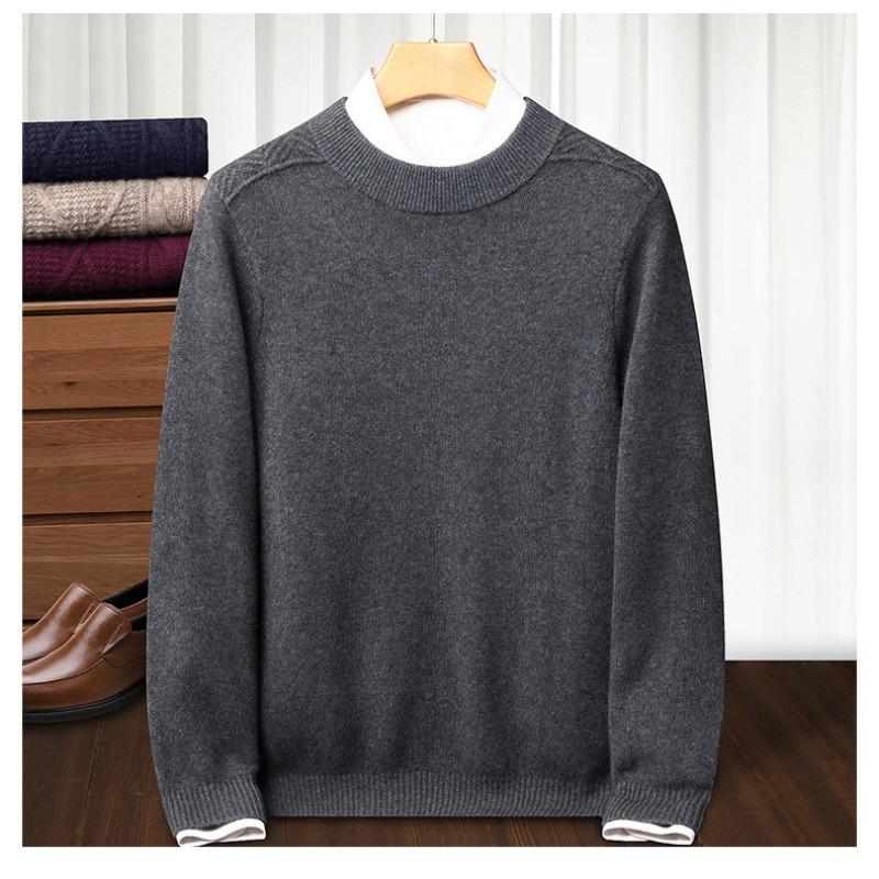 Mens Thickened Warm Half Turtleneck Knitted Sweater Casual Winter Pullover