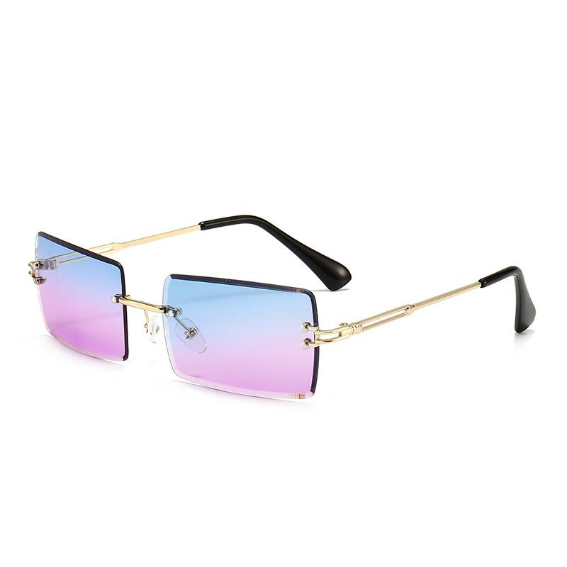 Classic Fashion Latest Sun Shades No-Rim Frameless Rectangle Shades Gradient Uv400 Square Sun Eyewear For Women Sunglasses