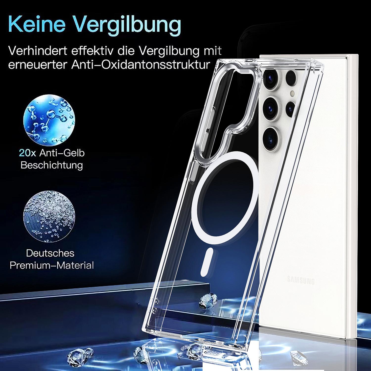

For Samsung Galaxy S24 Ultra Case Shockproof TPU+PC Clear Phone Cover Compatible with MagSafe Blue
