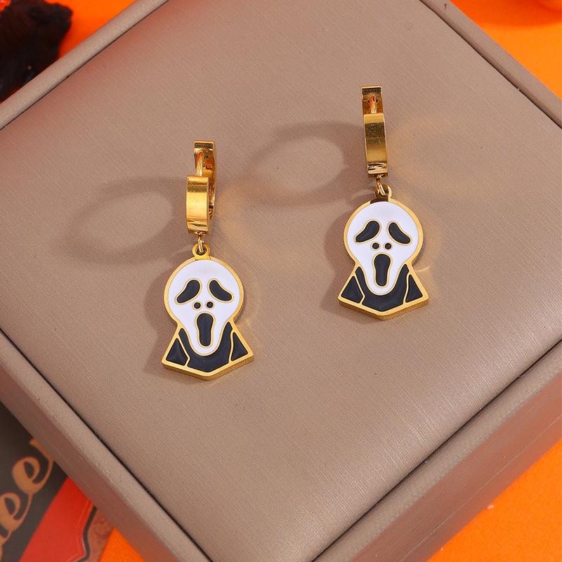Halloween Devil Pumpkin Earrings, Stainless Steel Ear Rings, Devil Death God Scythe Earrings