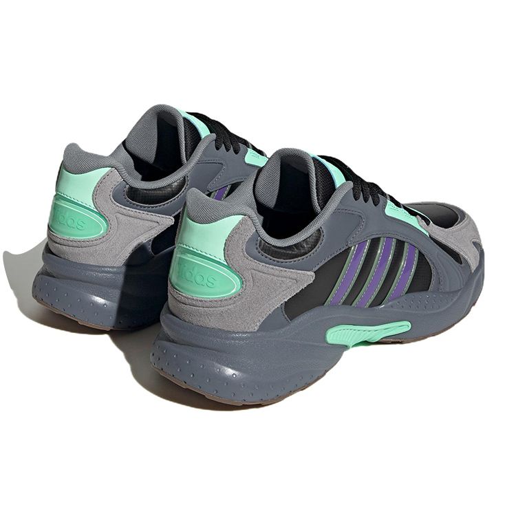 Adidas Neo Crazychaos 2.0 Leather Fabric Trendy Lightweight Slip-Resistant Durable Casual Low-Top Shoes Unisex Sneakers Black Gray Blue HQ4615