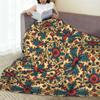 Flannel Throw Blanket Symmetrical Ornamental Tile Floral Pattern In Boho Style Blankets Soft Bedding for Bed Home Travel Sofa