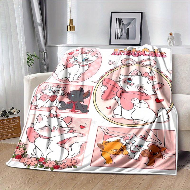 1pc, Marie Cat (2) Home Decor Flannel Blanket, Perfect Gift for Bedroom, Living Room, Travel, Camping, Car, Beach, Office Nap, Ideal Sofa Throw, Outdo