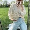 Yogodlns Handmade Summer Beach Women Straw Shoulder Bag Ladies Round Hollow Travel Daily Woven Handbag Holiday Knit Cotton Linen