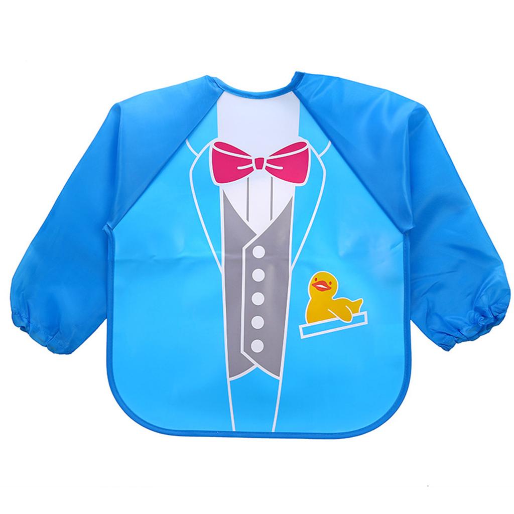 Toddler Kids Boys Girls Cartoon Long Sleeve Waterproof Feeding Apron Bib Smock