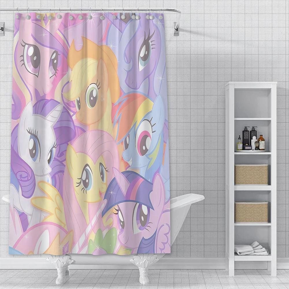 Hot Cartoon My L-Little P-Pony Shower Curtain Waterproof Polyester Fabric Paint Colorful Bath Curtains Curtain with Hook