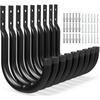 Black 9PCS Iron Wall Hooks For Garage Ladder Storage Tools Bikes Garden Hoses Heavy Duty Rust Resistant Design