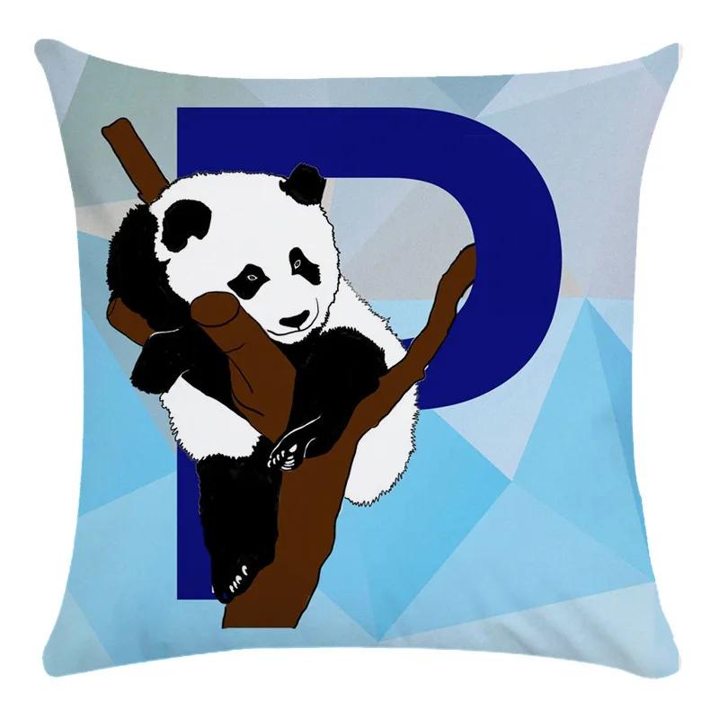 Animal Print Pillowcase Cushion Cover Super Soft Peach Skin  Fashion Blue Letter