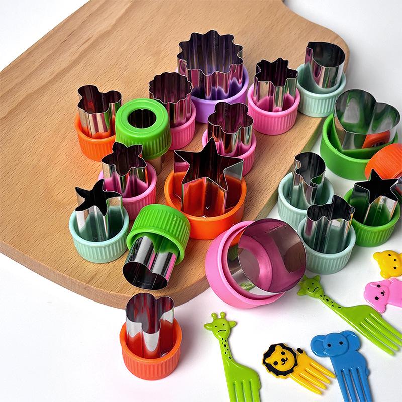 Stainless Steel Fruit Cutter Set 40 Pcs with PE Hand Guard Kitchen Garnish Tool for Kids DIY
